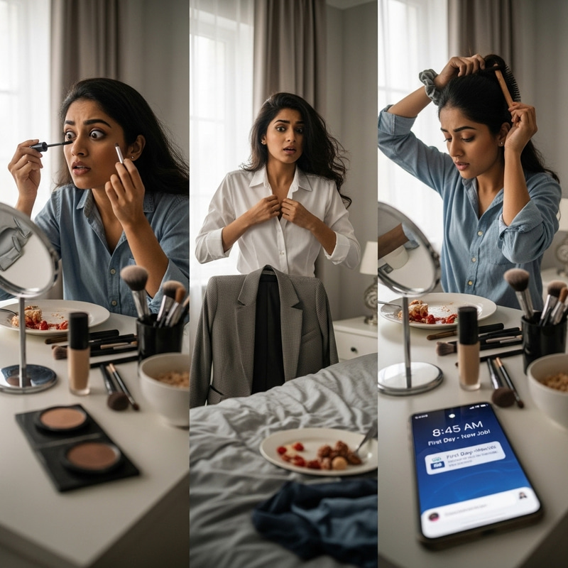 First Day at Work: Young Woman Getting Ready for Job First Day at Work: Young Woman Getting Ready for Job