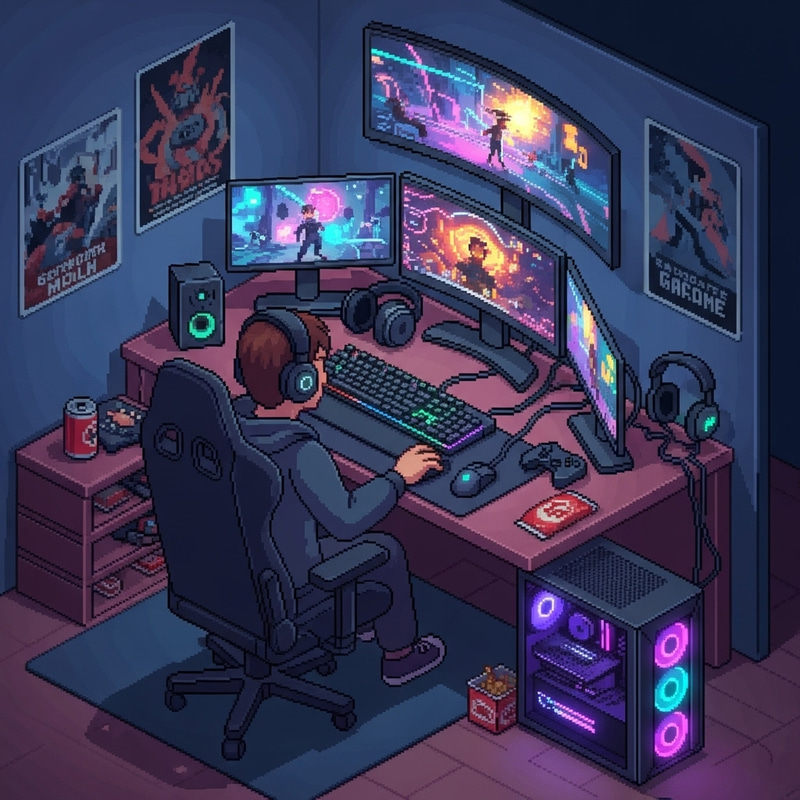 Pixel Art Person Gaming PC - Play on the Computer Now! Pixel Art Person Gaming PC - Play on the Computer Now!
