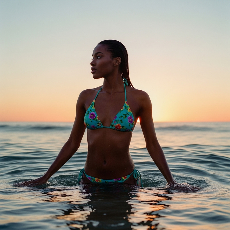 90's Bikini Model at Sunset | Ultra-Realistic Photo 90's Bikini Model at Sunset | Ultra-Realistic Photo