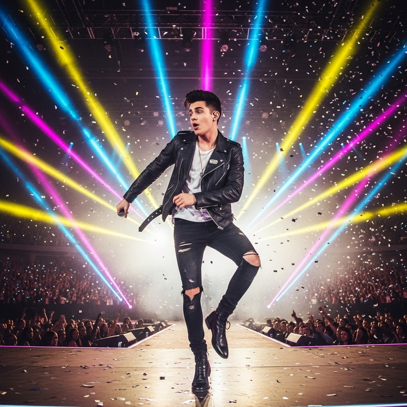 Jung Kook: Energetic Male Pop Star on Concert Stage