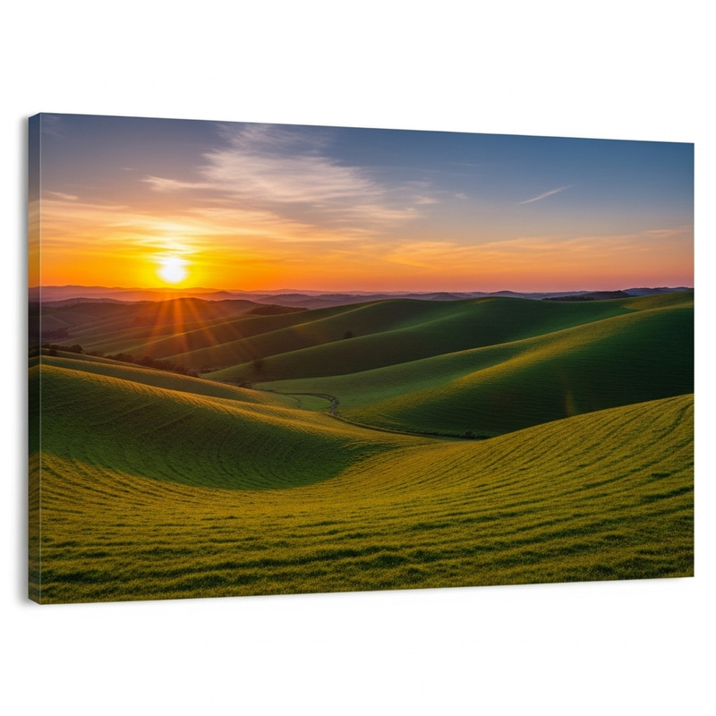 Tranquil Sunset over Rolling Hills