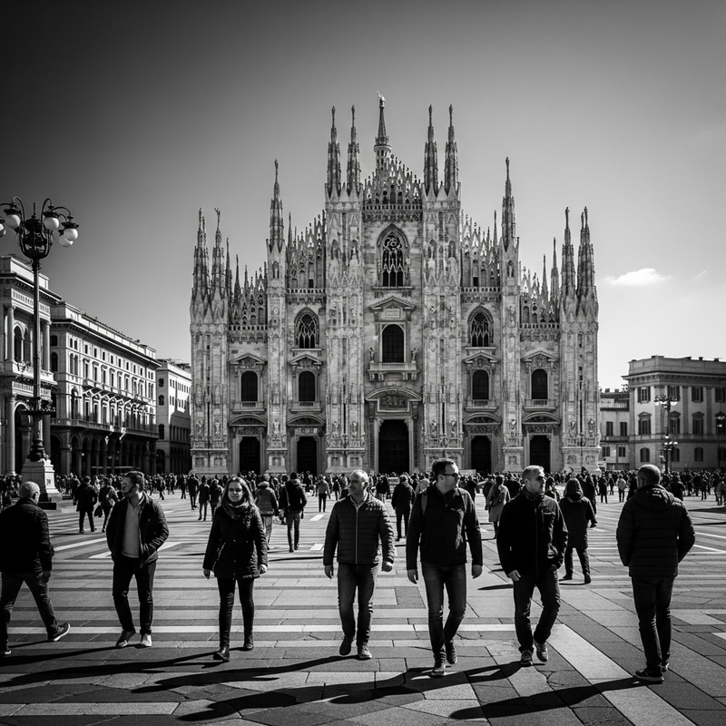 Milan Main Square in Stunning Black and White Milan Main Square in Stunning Black and White