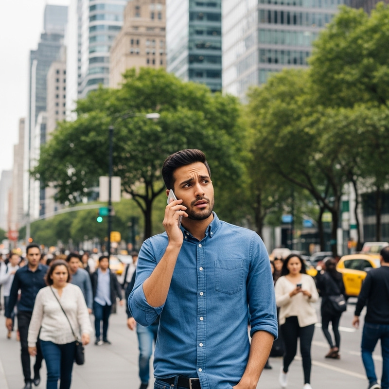 Man using mobile phone in urban setting