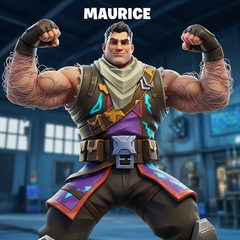 Muscular Man Maurice in Epic Fortnite Apparel Muscular Man Maurice in Epic Fortnite Apparel