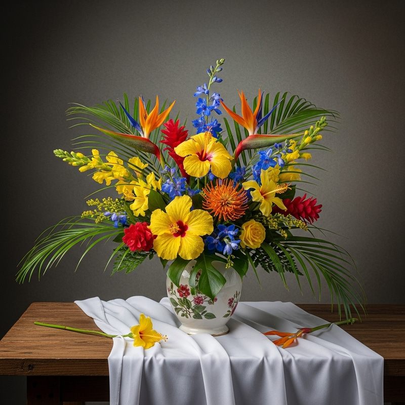 Exquisite Tropical Flower Still Life Painting