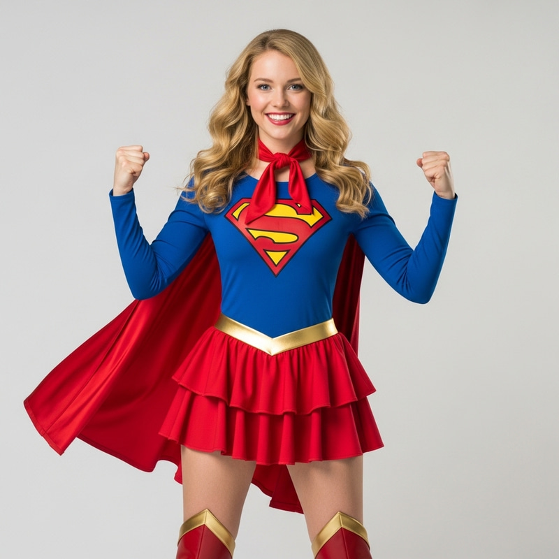 Young Woman Superheroine 'S' Costume - Powerful & Confident Young Woman Superheroine 'S' Costume - Powerful & Confident
