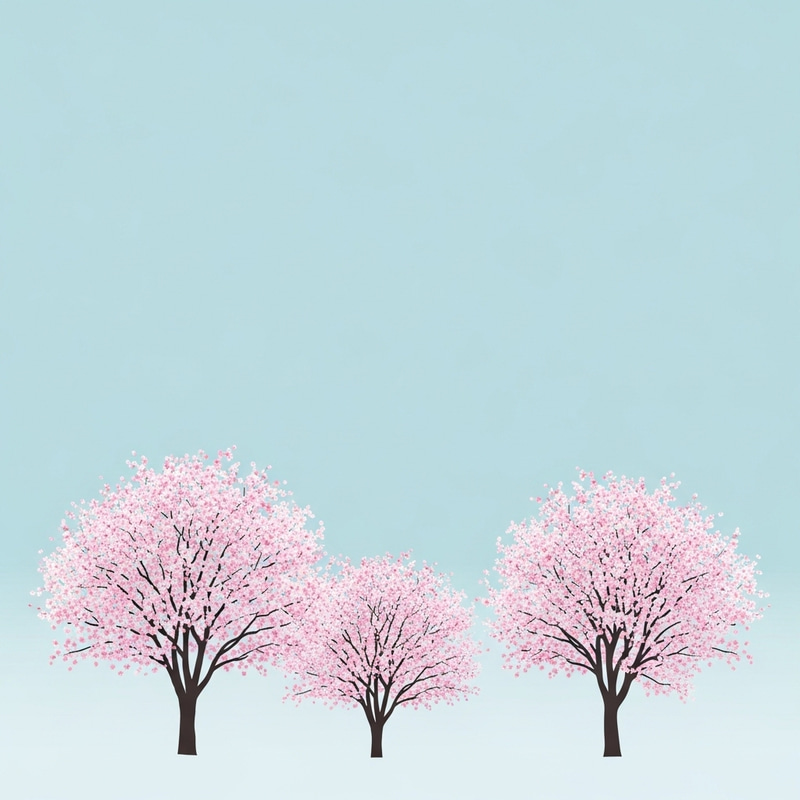 Sakura Blossoms in Minimalist Painting