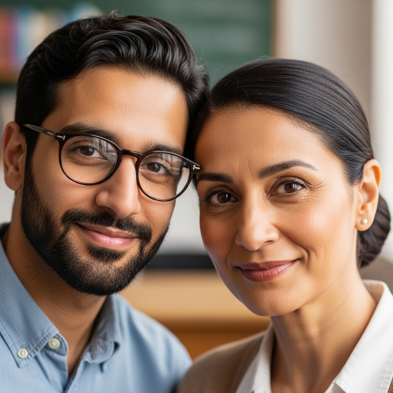 Multicultural Teachers Couple: Middle-Eastern Man & South Asian Woman