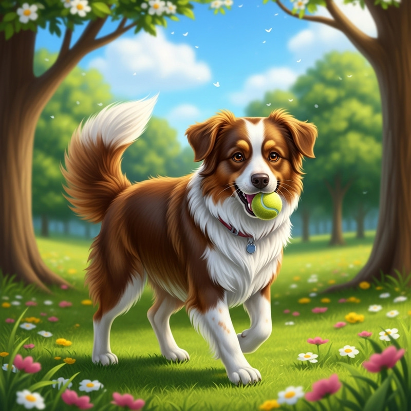 Playful Medium-sized Dog with Brown and White Fur Playful Medium-sized Dog with Brown and White Fur