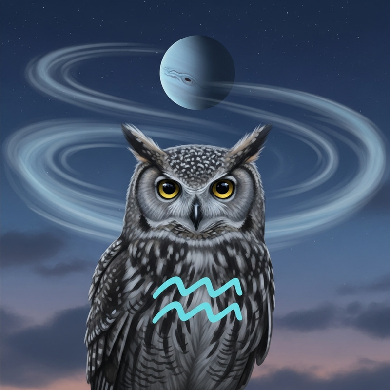 Majestic Owl Embracing Aquarius Air Element Majestic Owl Embracing Aquarius Air Element