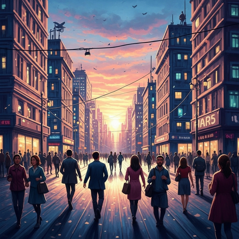 Fantastical Cityscape at Sunset - Vibrant Urban Fantasy