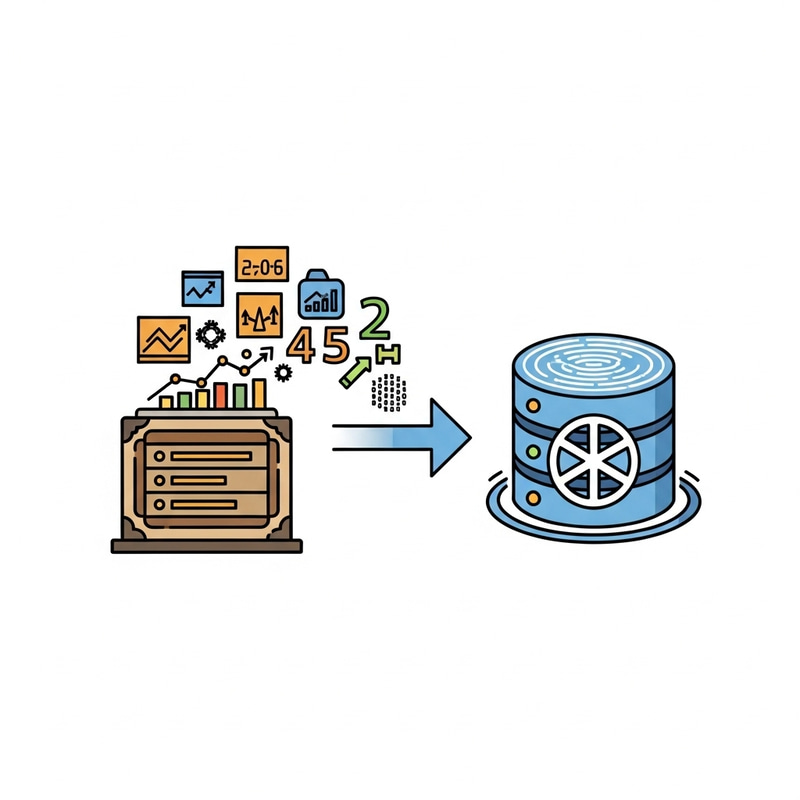 Data Transfer Icon - Legacy to New Database Migration