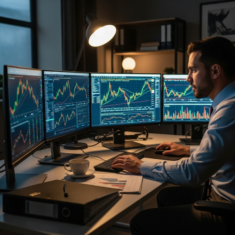 Hispanic Stock Market Quant in Modern Office | Financial Graphs Hispanic Stock Market Quant in Modern Office | Financial Graphs