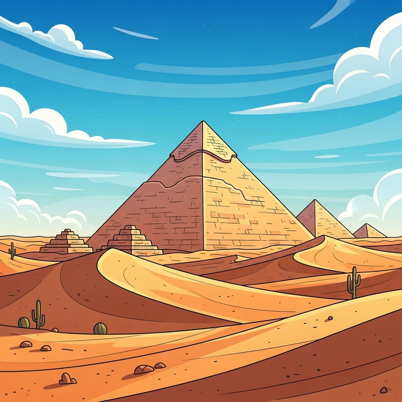 Blue Sky Desert Pyramid Illustration