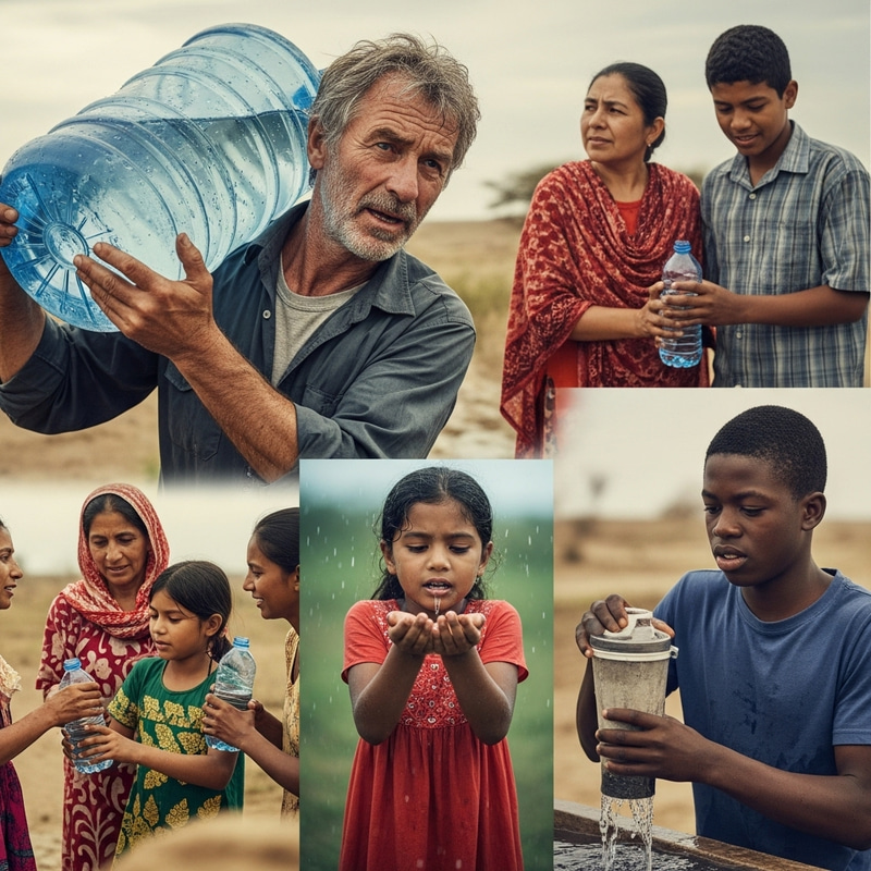 Diverse People Facing Water Challenges: Humanitarian Crisis