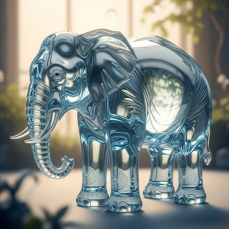 Quiet Glass Elephant Sculpture - Handcrafted Art