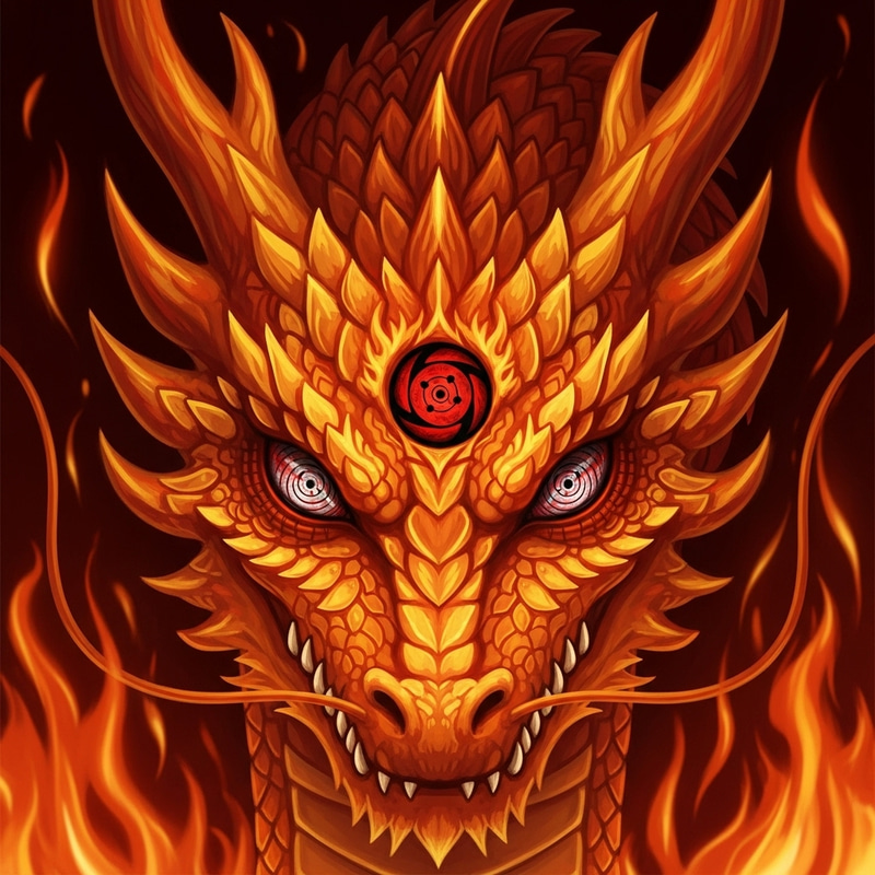 Human Fire Dragon with Sharingan Eyes