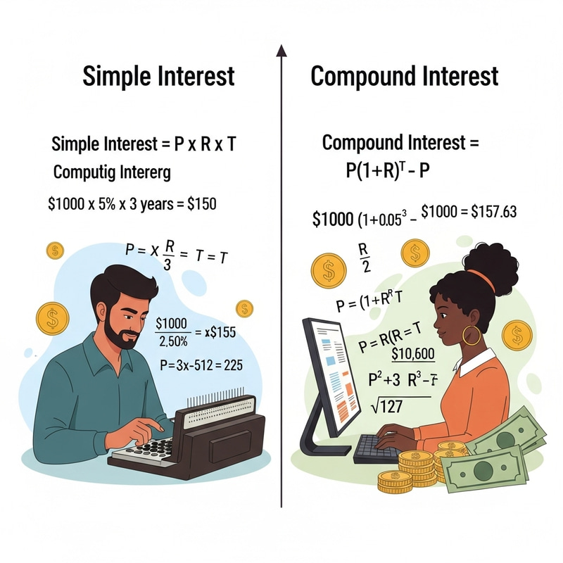 Understanding Simple and Compound Interest: Illustrated Comparison