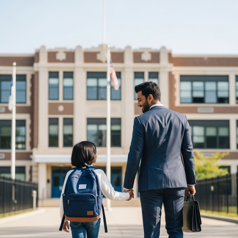 Father and Child School Commute