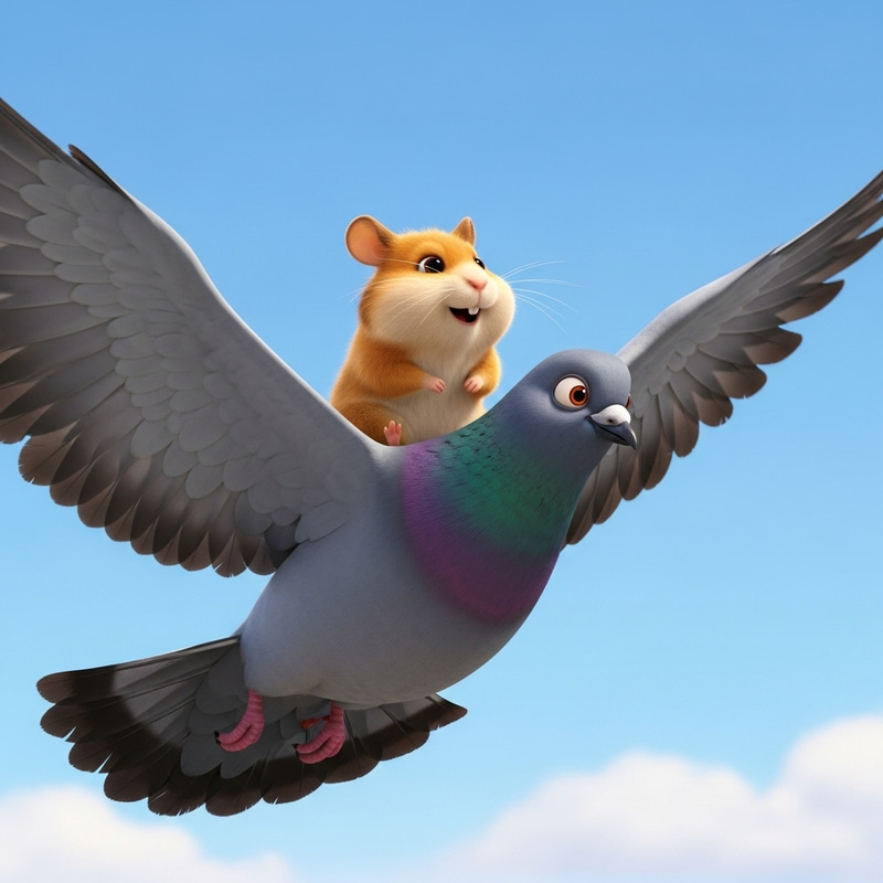 Exciting Hamster Riding Pigeon - Pixar Style Animation Exciting Hamster Riding Pigeon - Pixar Style Animation