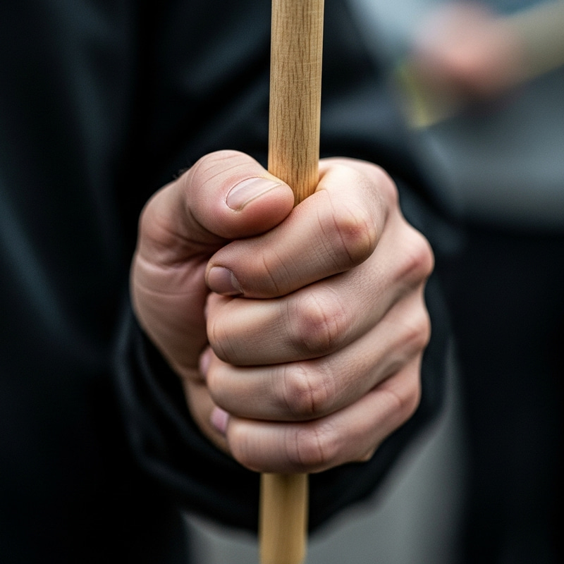 Close-Up of Hand Holding Drumstick Close-Up of Hand Holding Drumstick