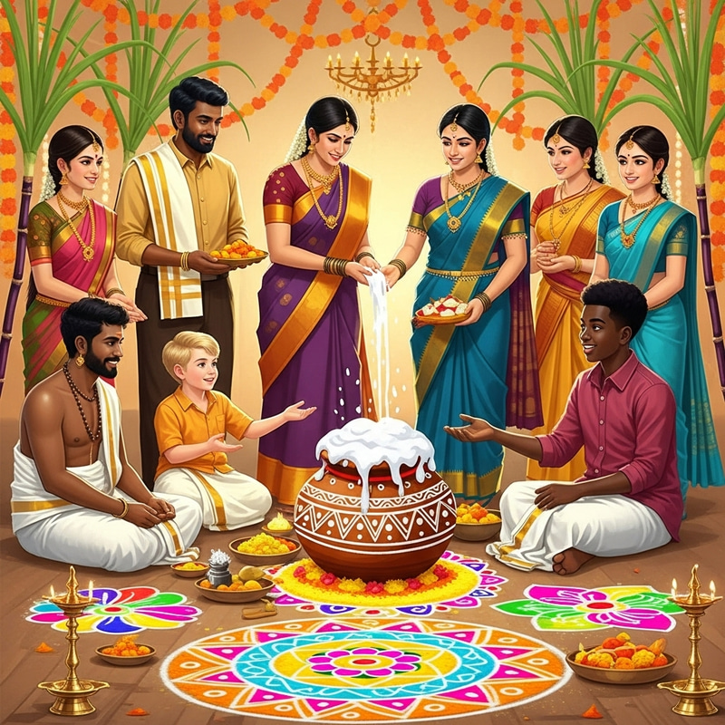 Colorful Pongal Festive Rangoli Patterns Celebration