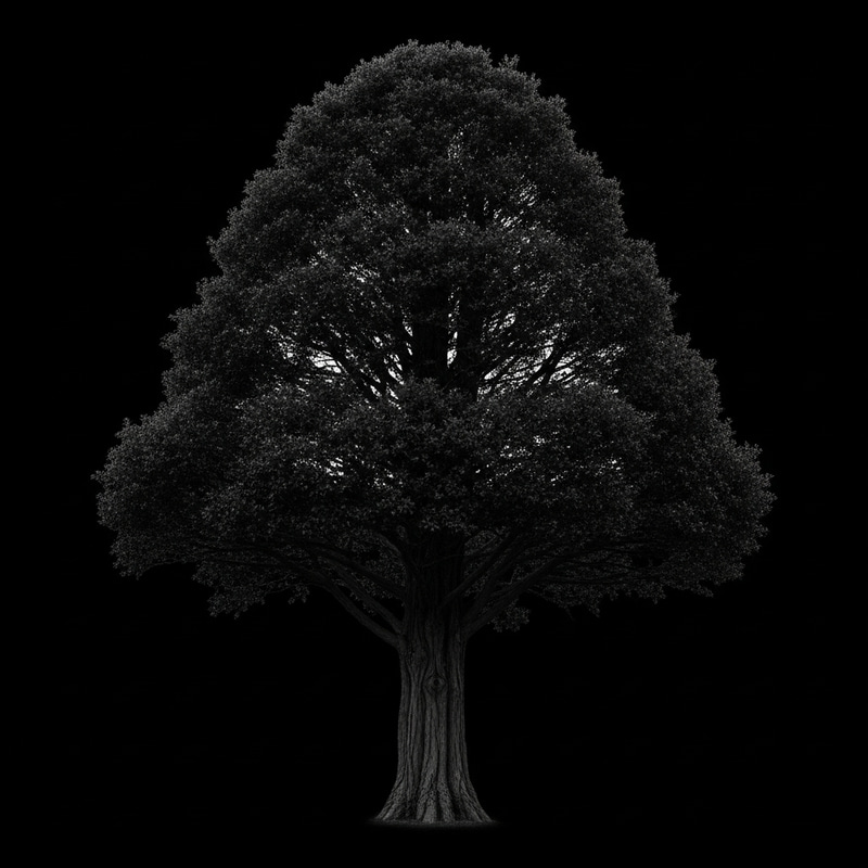 Totara Tree Silhouette in Black: Iconic New Zealand Beauty Totara Tree Silhouette in Black: Iconic New Zealand Beauty