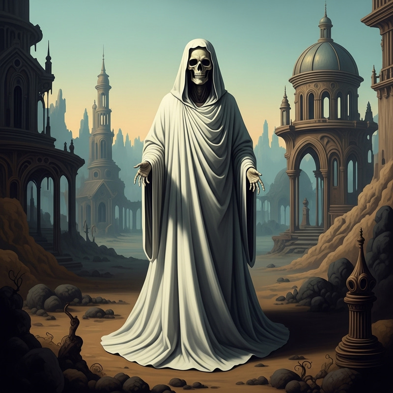 Ethereal Figure of Death in Surreal Landscape | Salvador Dali-inspired Art Ethereal Figure of Death in Surreal Landscape | Salvador Dali-inspired Art