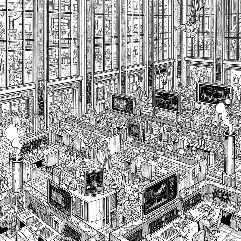 Cyberpunk Bank Interior With Futuristic Elements | Manga Art Inspired Image Cyberpunk Bank Interior With Futuristic Elements | Manga Art Inspired Image