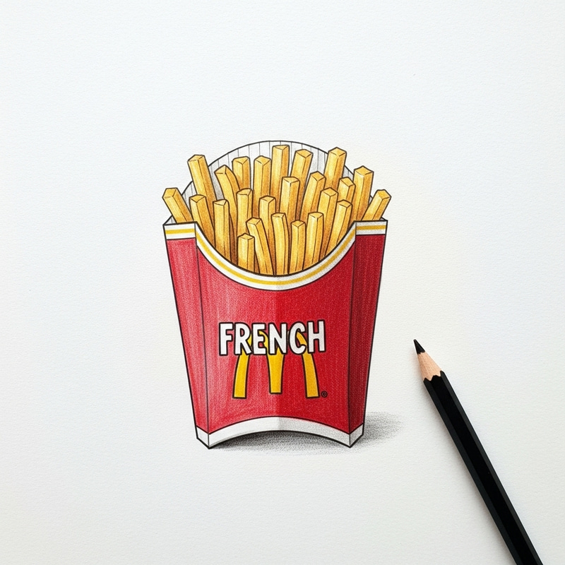 Hand-drawn Fast-Food French Fry Packet Illustration Hand-drawn Fast-Food French Fry Packet Illustration