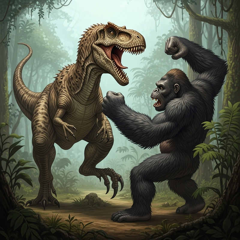 Dinosaur vs Gorilla Battle | Prehistoric Encounter Dinosaur vs Gorilla Battle | Prehistoric Encounter