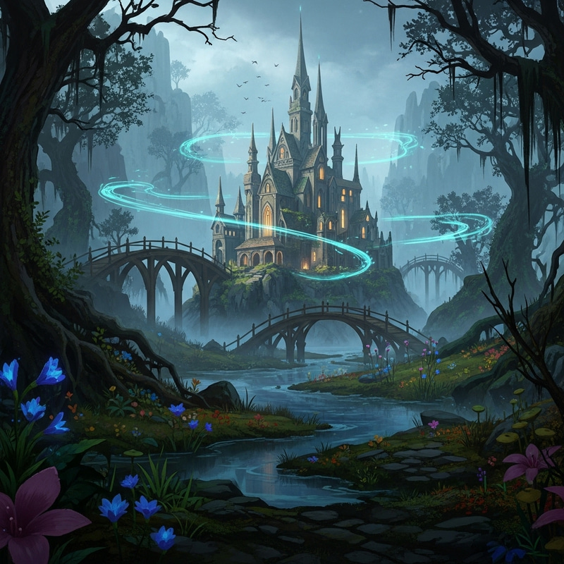Magical Swamp and Mystical Academy - Enchanting Landscape