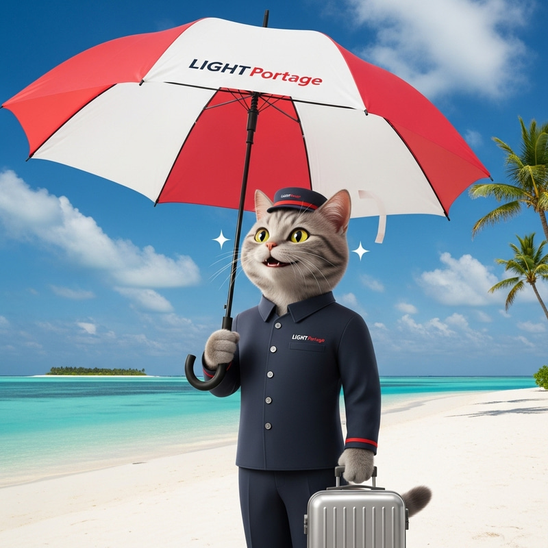Confident Cat enjoying a Maldives vacation with LIGHT Portage Confident Cat enjoying a Maldives vacation with LIGHT Portage