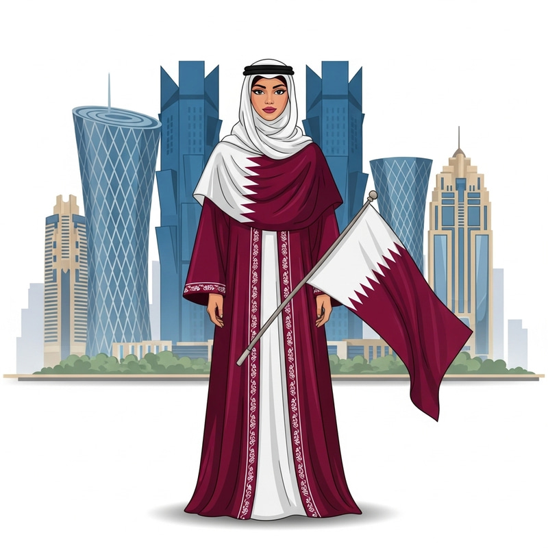 Proud Qatari Woman Celebrating Her Country Proud Qatari Woman Celebrating Her Country