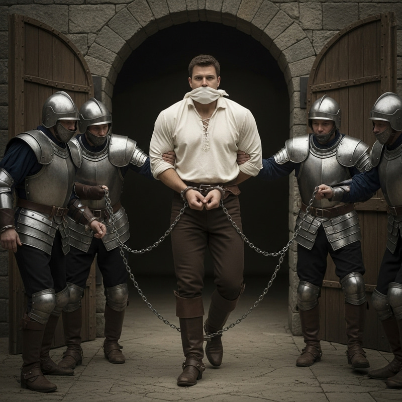 Captured Prince: Strength and Vulnerability | White Muscular Prince Arrested Captured Prince: Strength and Vulnerability | White Muscular Prince Arrested