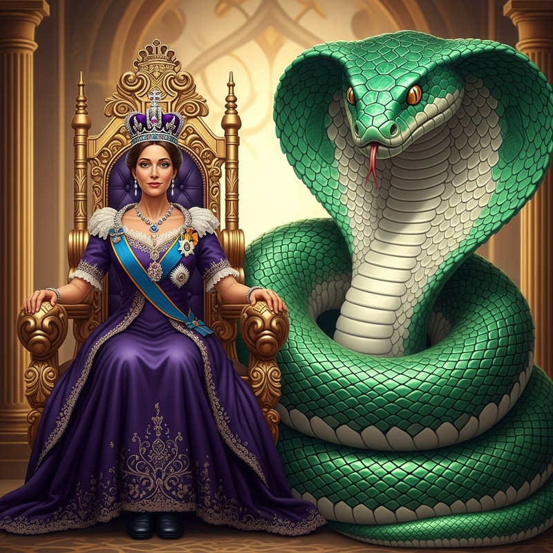 Regal Queen and Majestic Snake - Serene Authority Display Regal Queen and Majestic Snake - Serene Authority Display