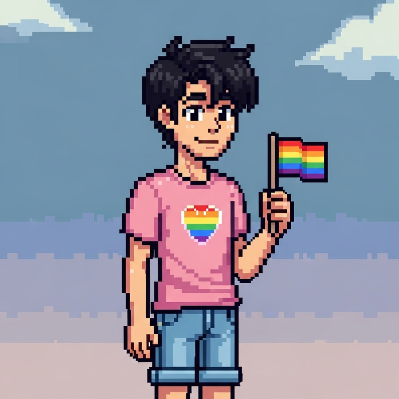 Pixel Art Male Character with Gay Culture Traits Pixel Art Male Character with Gay Culture Traits
