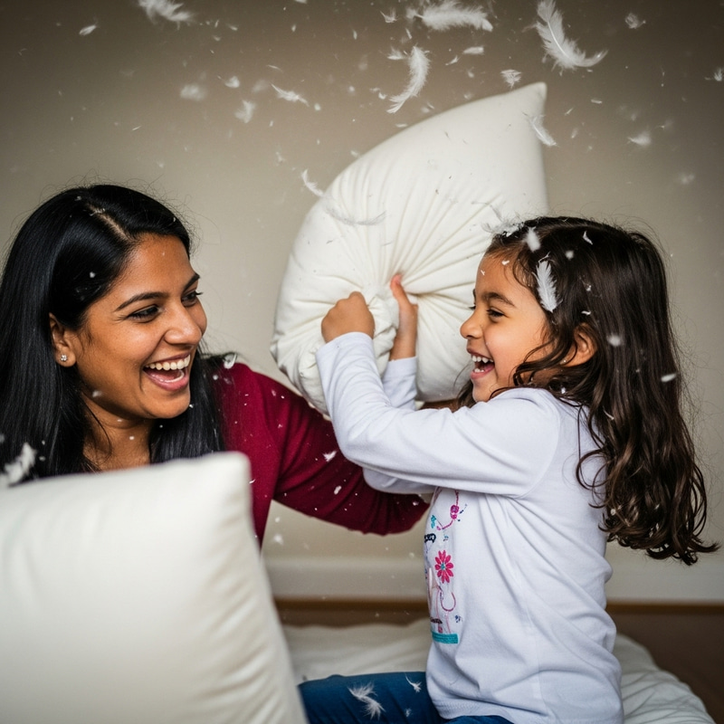 Heartwarming Mother-Daughter Pillow Fight Moments