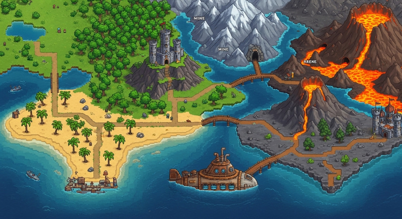 Pixel Art Adventure: Diverse Environments in Top-Down View Pixel Art Adventure: Diverse Environments in Top-Down View