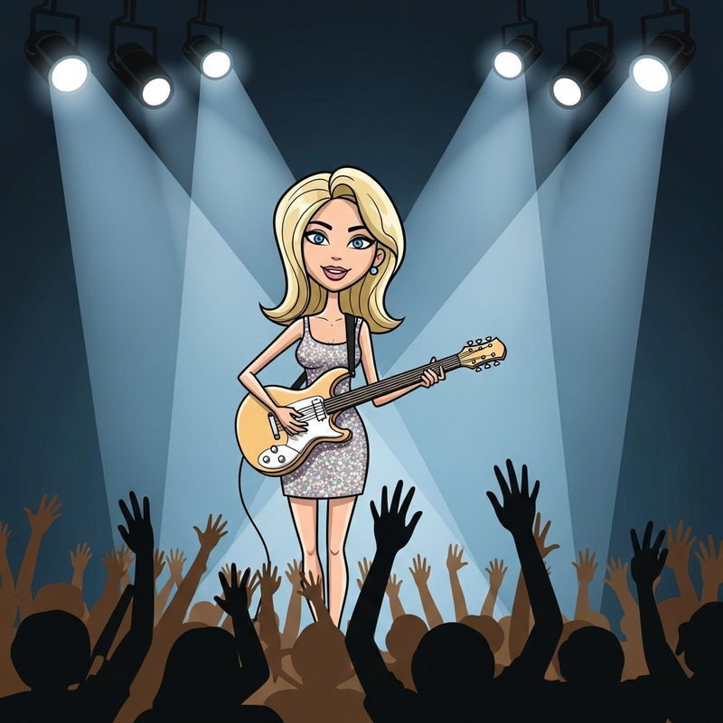 Taylor Swift Illustrations | Woman Guitarist On Stage Taylor Swift Illustrations | Woman Guitarist On Stage