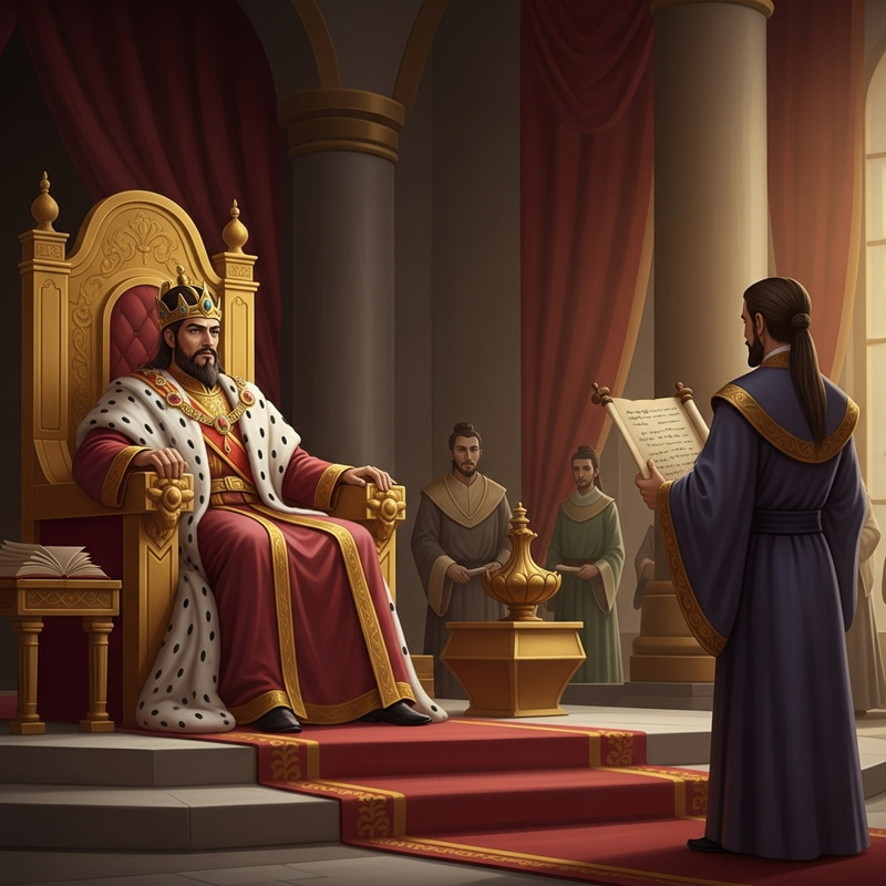 Proud King Disdains Wise Scholar: Tension Captured Proud King Disdains Wise Scholar: Tension Captured