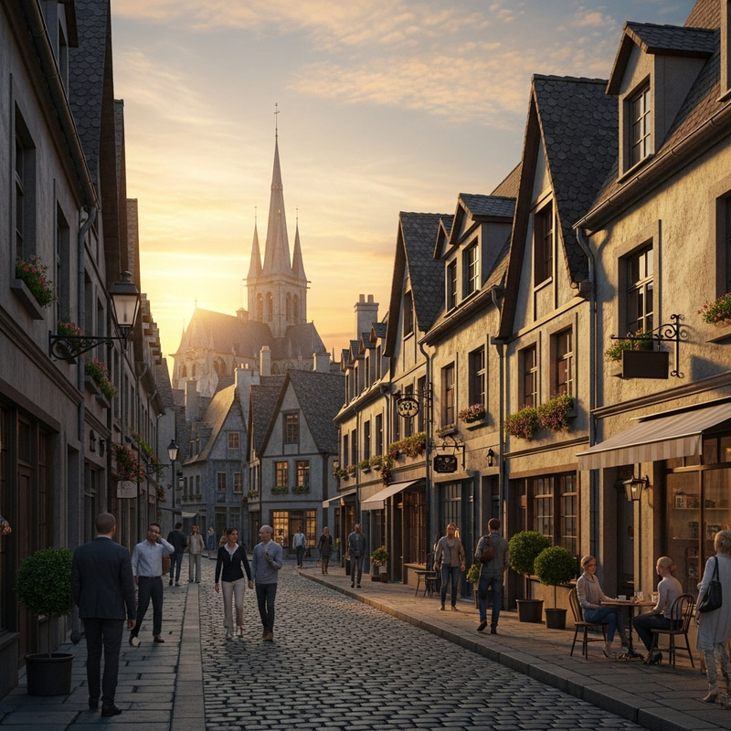 Varis - Serene European Cityscape at Sunset Varis - Serene European Cityscape at Sunset