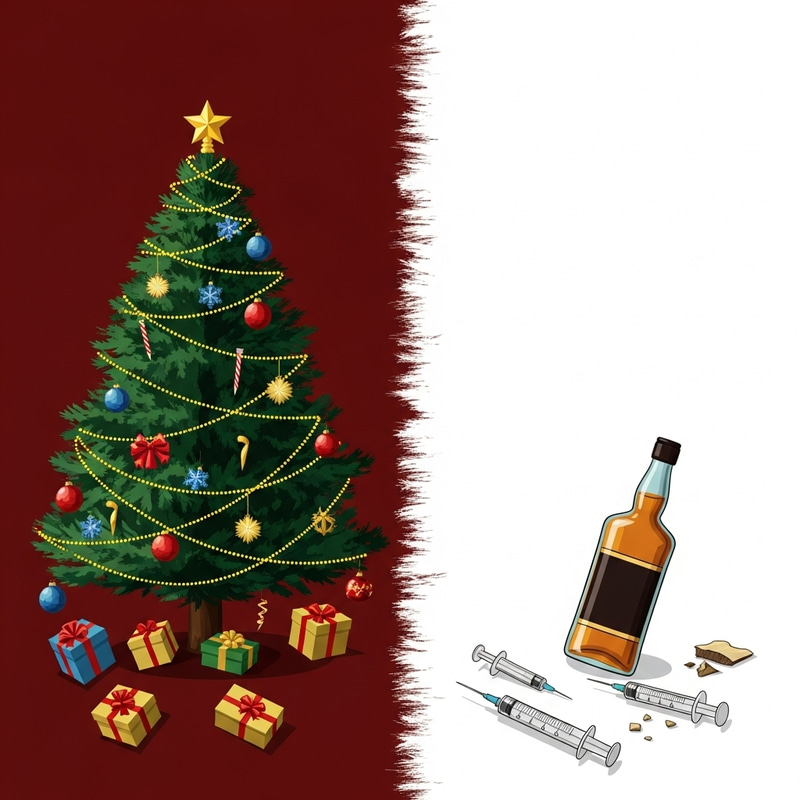Christmas Disaster and Addiction Concept Christmas Disaster and Addiction Concept