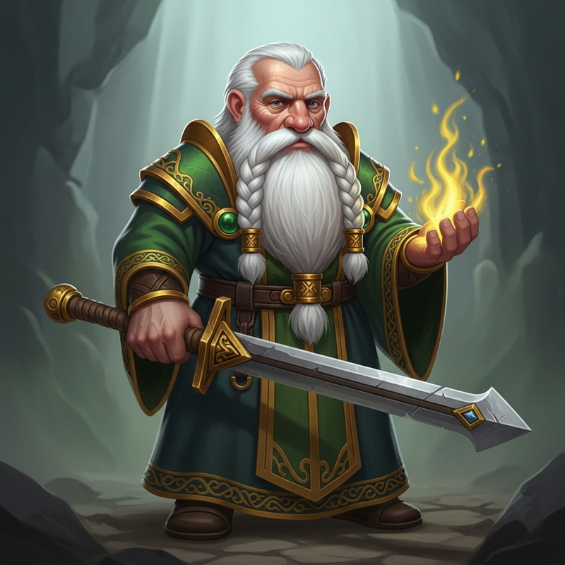 Dwarf Cleric with White Beard in Green Attire | Fantasy Art Dwarf Cleric with White Beard in Green Attire | Fantasy Art