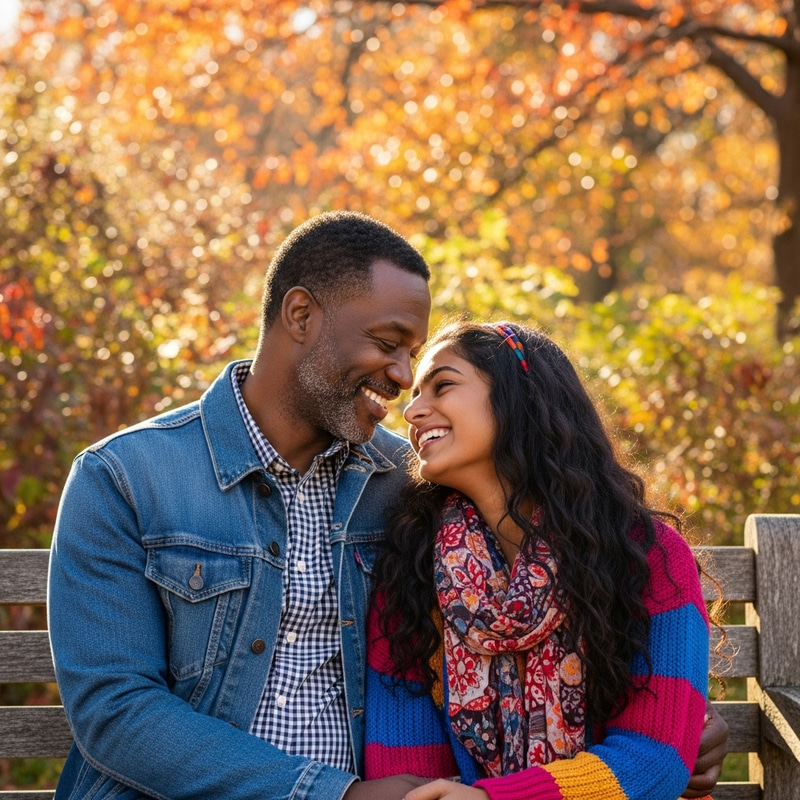 Brother and Sister Bonding in a Autumn Park Brother and Sister Bonding in a Autumn Park