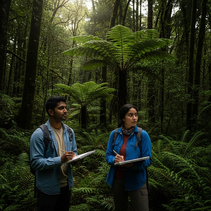 Lush Green Forest Scene: Adventurous Artists Capturing Biodiversity