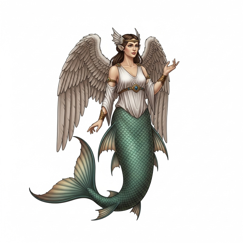 Enchanting Mermaid with Angel Wings Illustration Enchanting Mermaid with Angel Wings Illustration