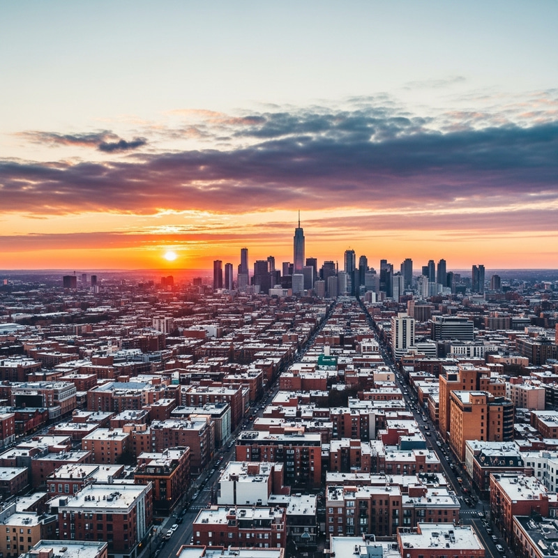 Urban Landscape: Abstract Art of City Sunset