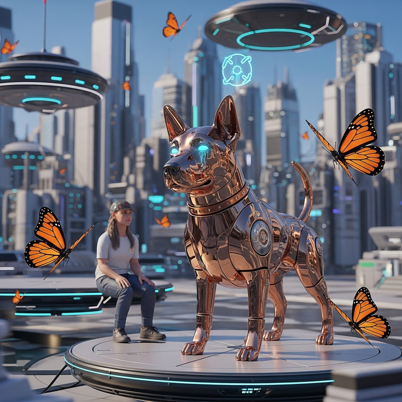 Futuristic Dog in Techno-Utopia