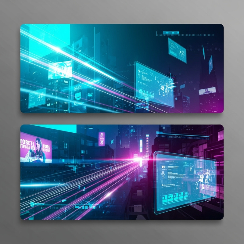 Neon Cityscape Business Card Background